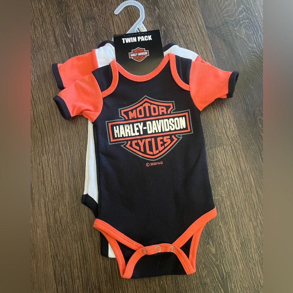 NWT Harley Davidson two pack baby onesie set